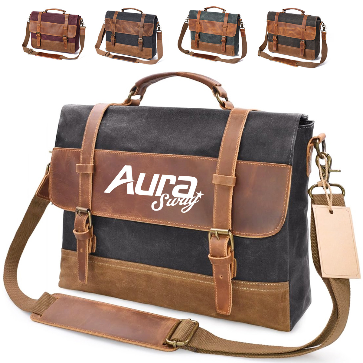 Vintage Canvas and Leatherette Messenger Bag for Business