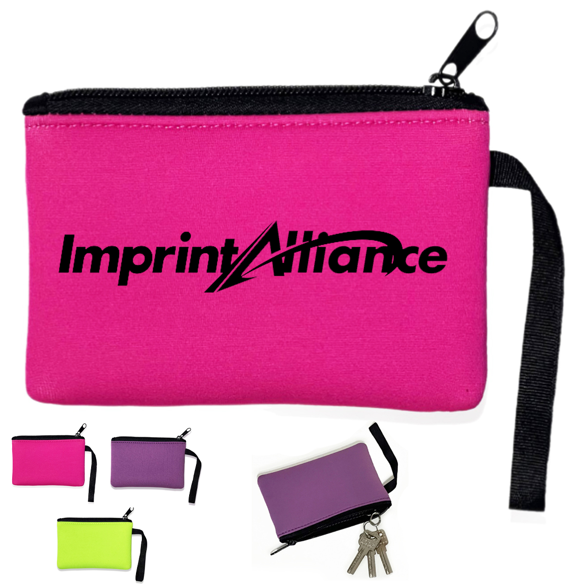 Multi Color Nylon Coin Purse Wristlet Pouch