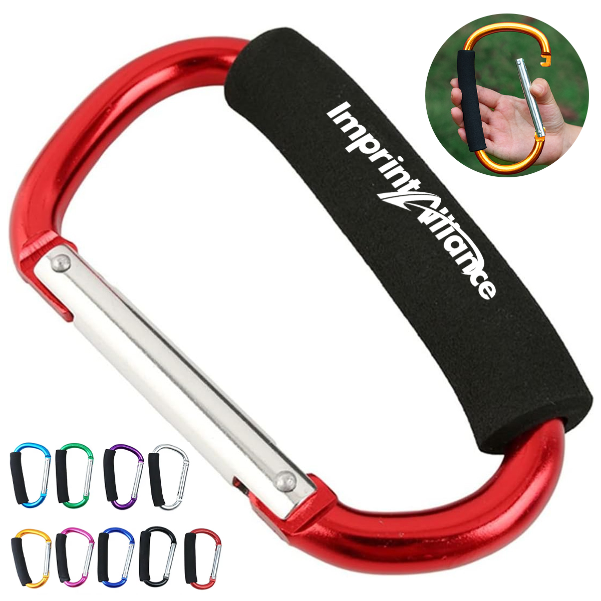 D Shaped Aluminum Carabiner with Foam Grip